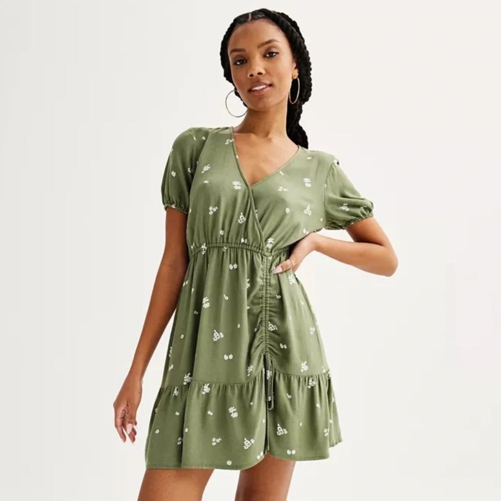 SO A line v neck mini dress